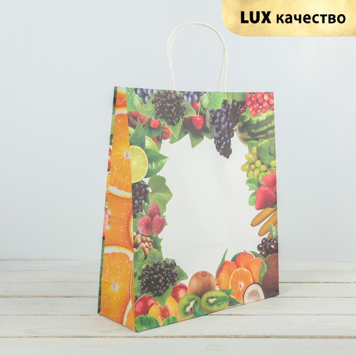 Пакет крафт "Фрукты", 29 х 10 х 32 см