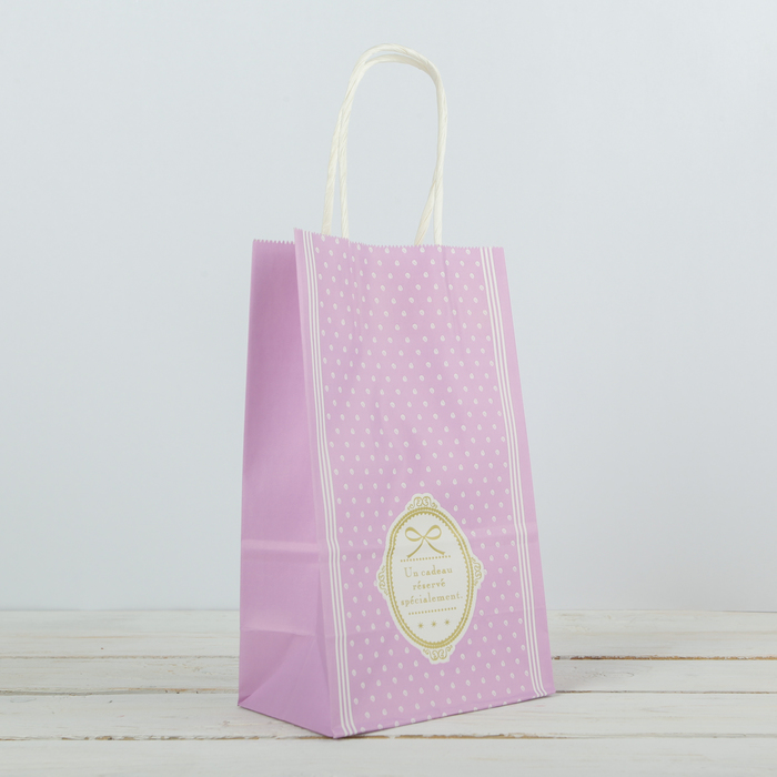 Пакет крафт "Горошек", сиреневый, 13,5 х 9 х 22 см
