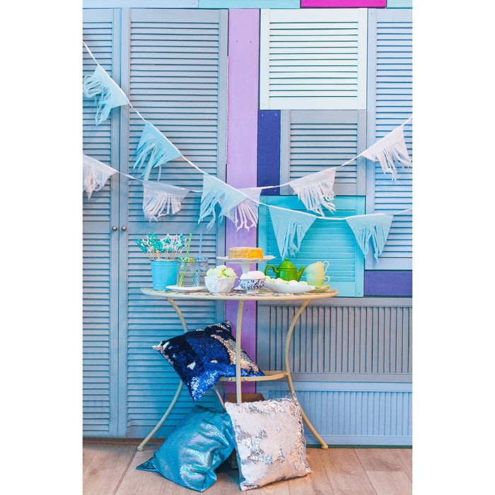 Гирлянда тассел "Флажок" 3 метра, цвет голубой