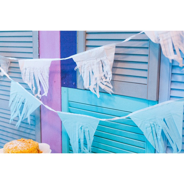 Гирлянда тассел "Флажок" 3 метра, цвет голубой