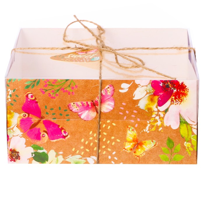 Коробка для капкейка «Бабочки», 16 х 16 х 7,5 см