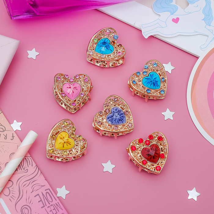 Краб для волос "Пристрастие" 2,5 см, сердце, микс