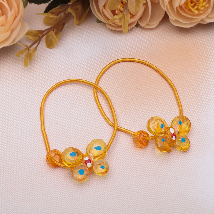 Резинка для волос "Прозрачная" цветная (цена за пару) бабочки