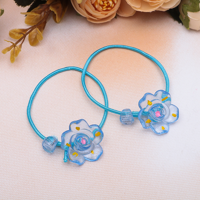 Резинка для волос "Прозрачная" цветная (цена за пару) розочки
