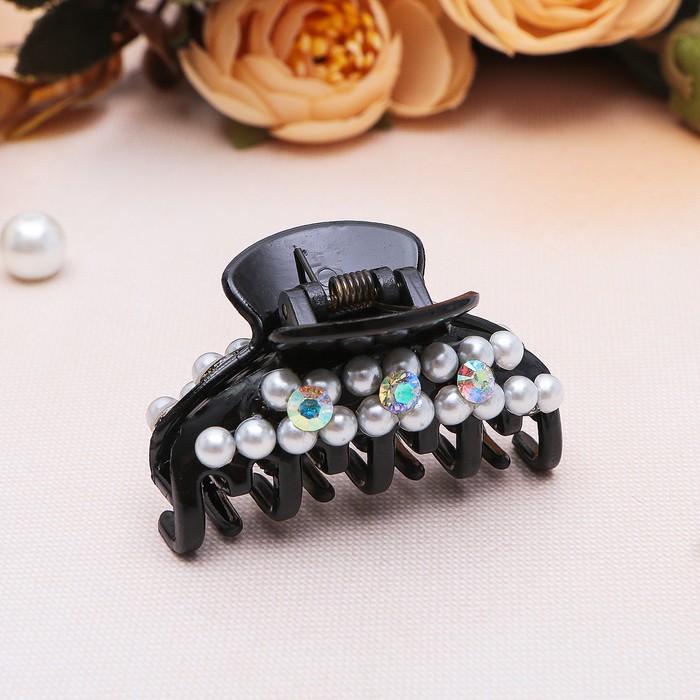 Краб для волос "Магнетик" 5 см, жемчужинки