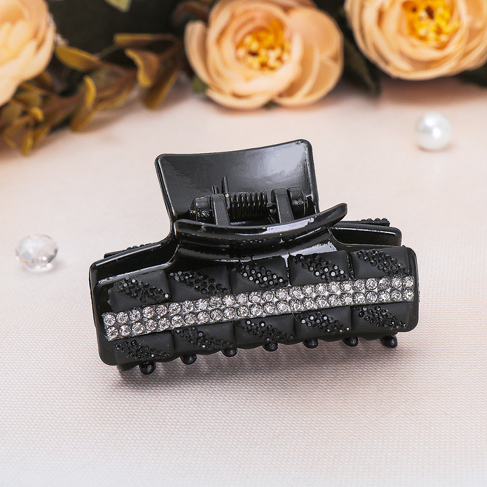 Краб для волос "Стильный" 6 см, стразы, прямой