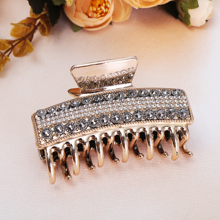 Краб для волос "Магнетик" 8 см, разноцветье, золото