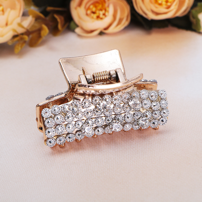 Краб для волос "Магнетик" 6 см, блеск, золото