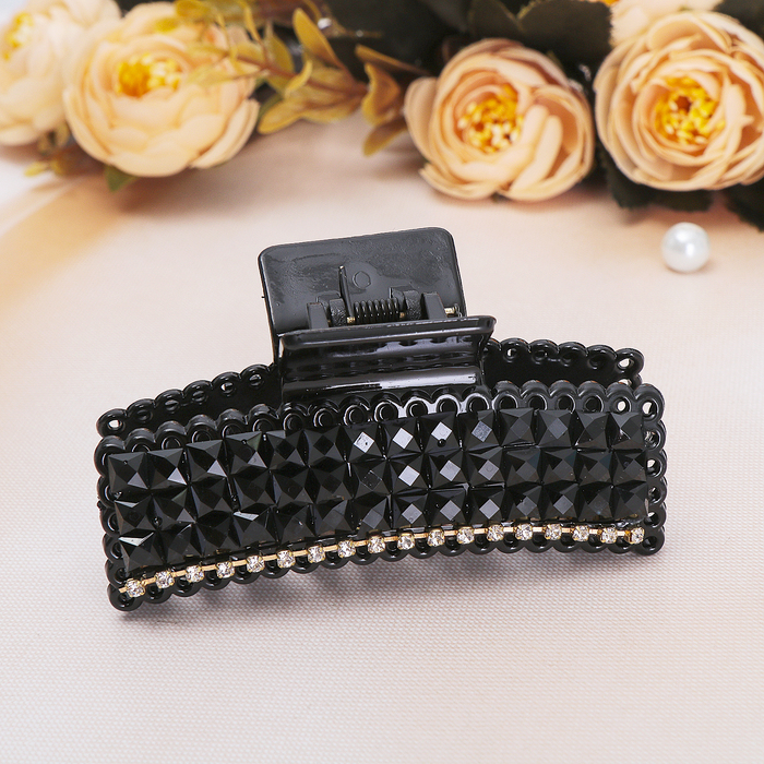 Краб для волос "Магнетик" 8,5 см, дорожка, чёрный