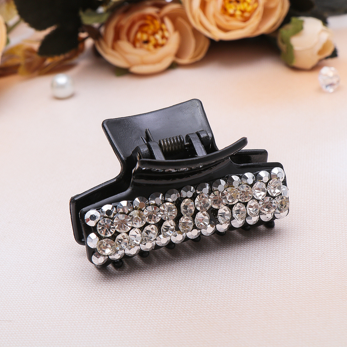 Краб для волос "Магнетик" 6 см, блеск, чёрный