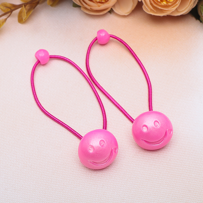 Резинка для волос "Улыбашки" смайл с сердечком, (цена за пару) микс