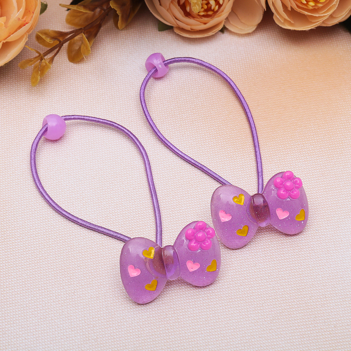 Резинка для волос "Карамелька" бантик (цена за пару) микс