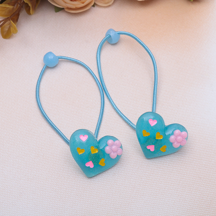 Резинка для волос "Карамелька" сердечко (цена за пару) микс