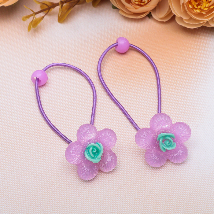 Резинка для волос "Цветочный декор" мини роза (цена за пару) микс