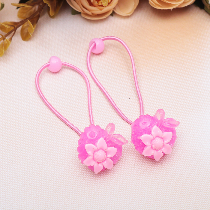 Резинка для волос "Цветочный декор" яблоко (цена за пару) микс