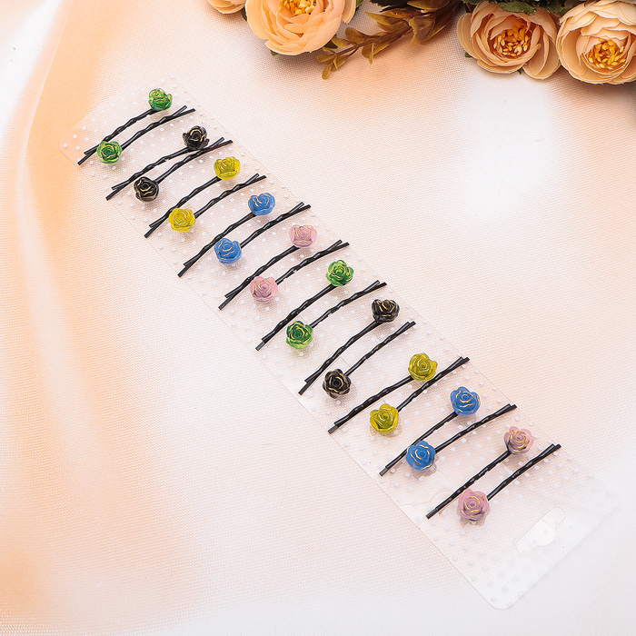 Невидимка для волос "Розочка" (набор 20 шт) 4,5 см, кант