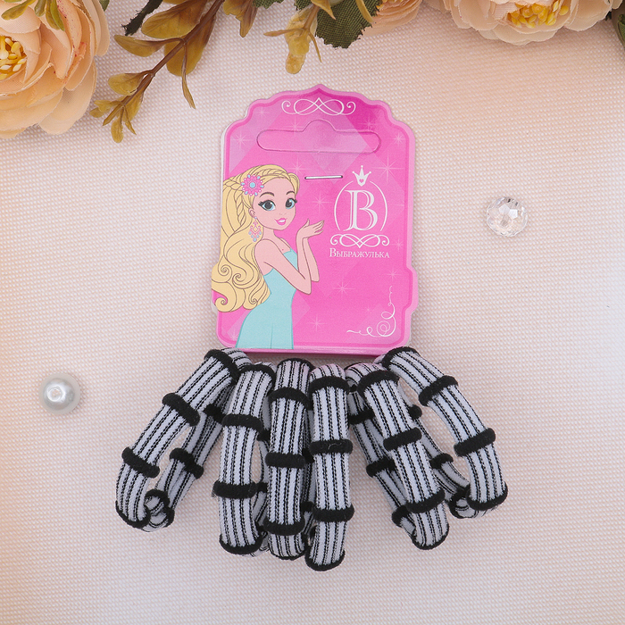 Резинка для волос "Махрушка" (набор 6 шт) полоски