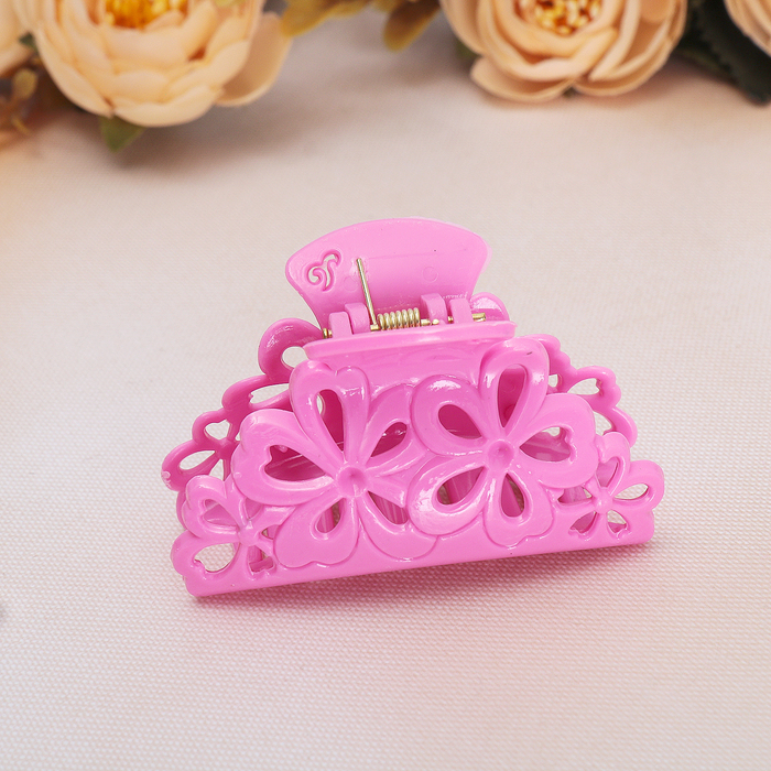 Краб для волос "Фортуна" 6 см, цветочник, микс