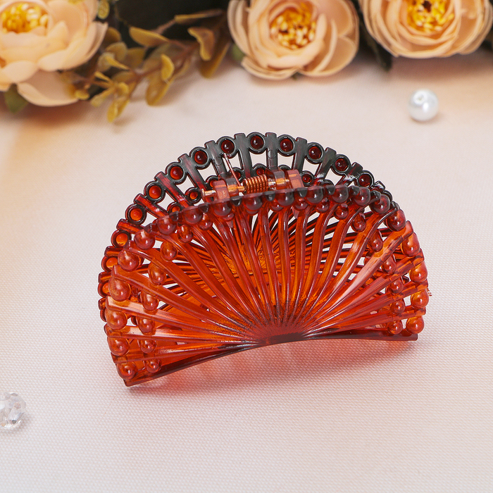 Краб для волос "Прозрачный" 7 см, павлин, микс