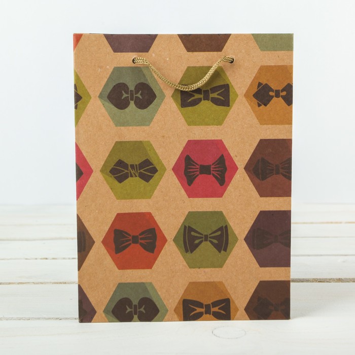 Пакет крафт "Галстук-бабочка", 11,5 х 6 х 14,5 см