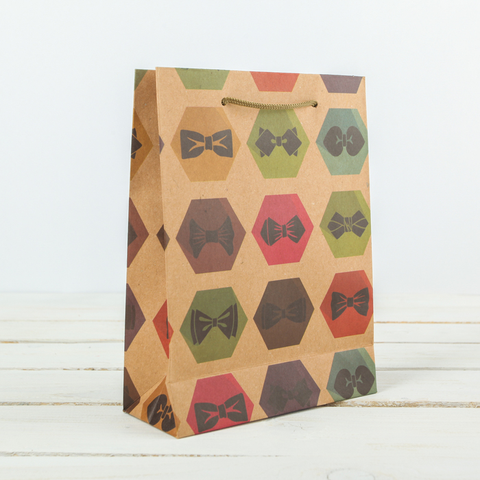 Пакет крафт "Галстук-бабочка", 15 х 6 х 20 см