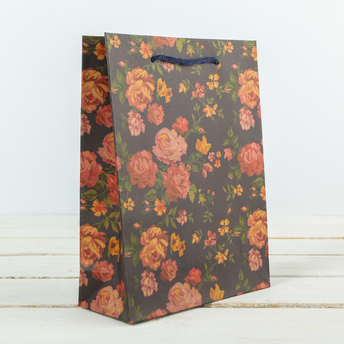 Пакет крафт "Славянская роспись", 15 х 6 х 20 см