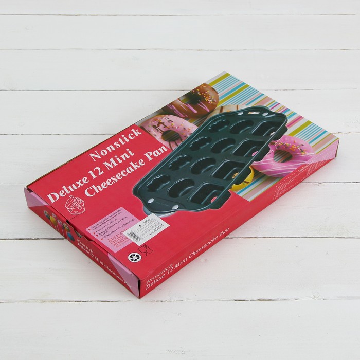 Форма для выпечки "Жаклин. Ассорти", с антипригарным покрытием, со съемным дном, 12 ячеек, 33х20,8х3,3 см