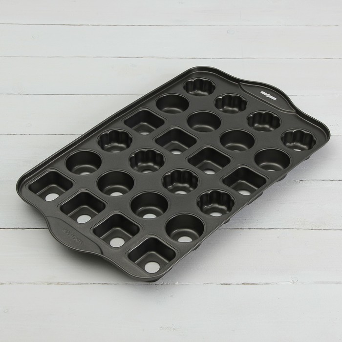 Форма для выпечки "Жаклин. Ассорти", с антипригарным покрытием, со съемным дном, 24 ячейки, 45,7х27х4 см