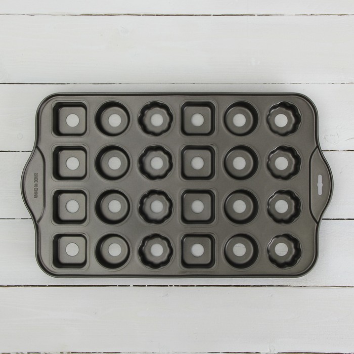 Форма для выпечки "Жаклин. Ассорти", с антипригарным покрытием, со съемным дном, 24 ячейки, 45,7х27х4 см