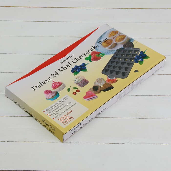 Форма для выпечки "Жаклин. Сердце", с антипригарным покрытием, со съемным дном, 24 ячейки, 46х27х3,5 см