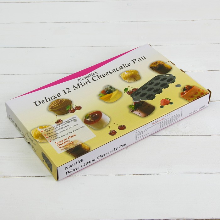 Форма для выпечки "Жаклин. Цветок", с антипригарным покрытием, со съемным дном, 12 ячеек, 33х20,8х3,3 см