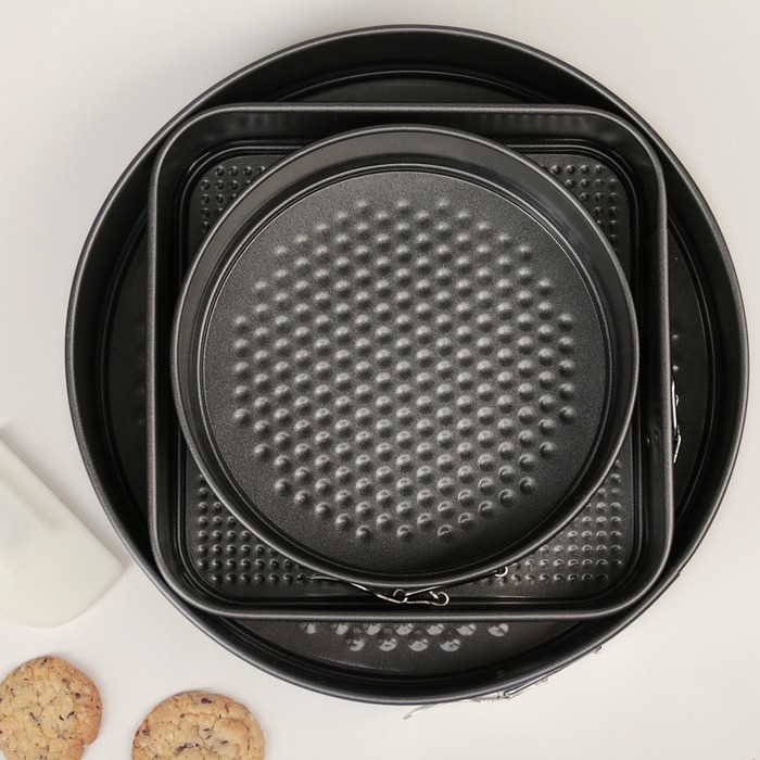 Набор разъемных форм для выпечки "Звезда", с антипригарным покрытием, 3 предмета: 18,5/20/26х6,6 см