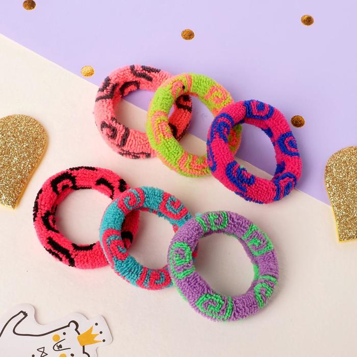 Резинка для волос "Махрушка нежная" (набор 6 шт) завиток