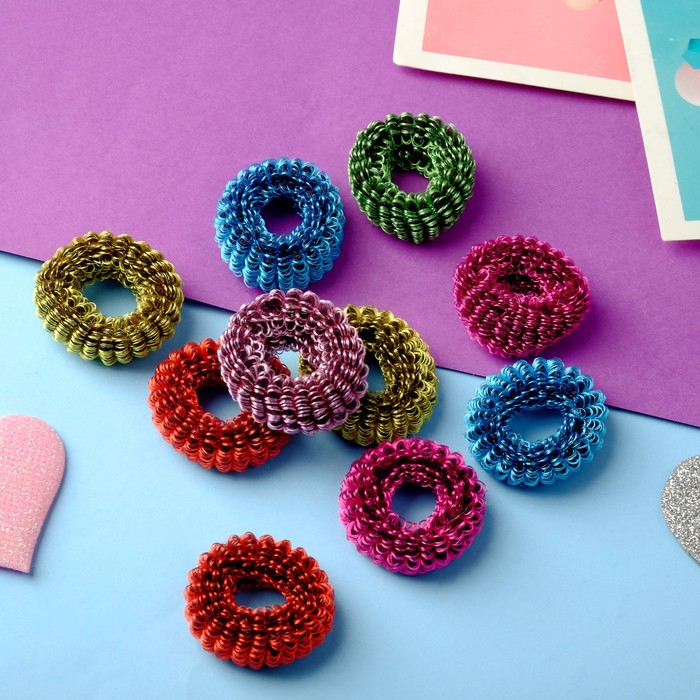 Резинка для волос "Махрушка" (набор 50 шт) цветной металлик