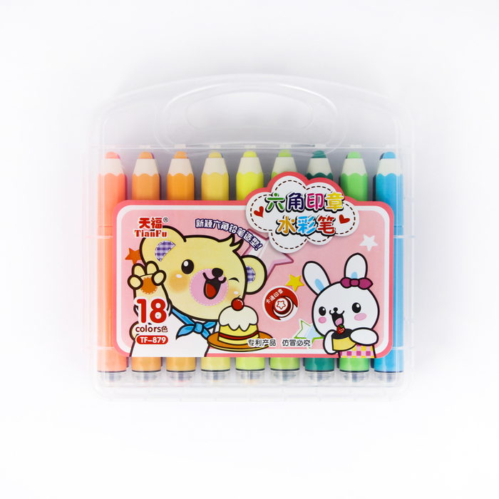 Фломастеры 18 цветов, толстые, с печатью, вентилируемый колпачок, МИКС