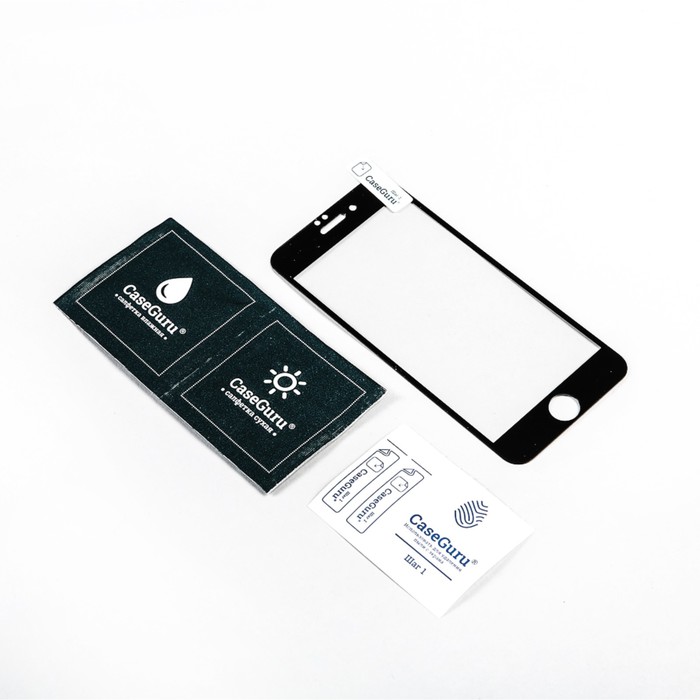 Защитное стекло CaseGuru для Apple iPhone 8 Full Screen Black, 0,3 мм, черная рамка