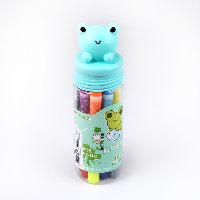 Фломастеры 9 штук - 18 цветов Зверьки, толстые, двусторонние, вентилируемый колпачок, МИКС