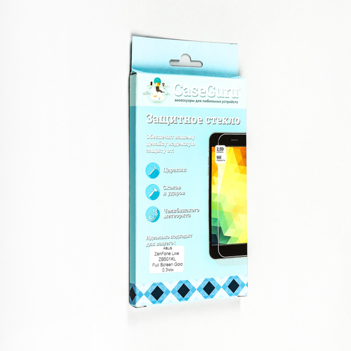 Защитное стекло CaseGuru Asus Zenfone Live ZB501KL Full Screen Gold, 0,3 мм, золотая рамка