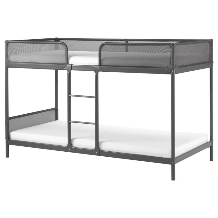 Каркас 2-ярусной кровати ТУФФИНГ, с основанием, 90x200 см, темно-серый