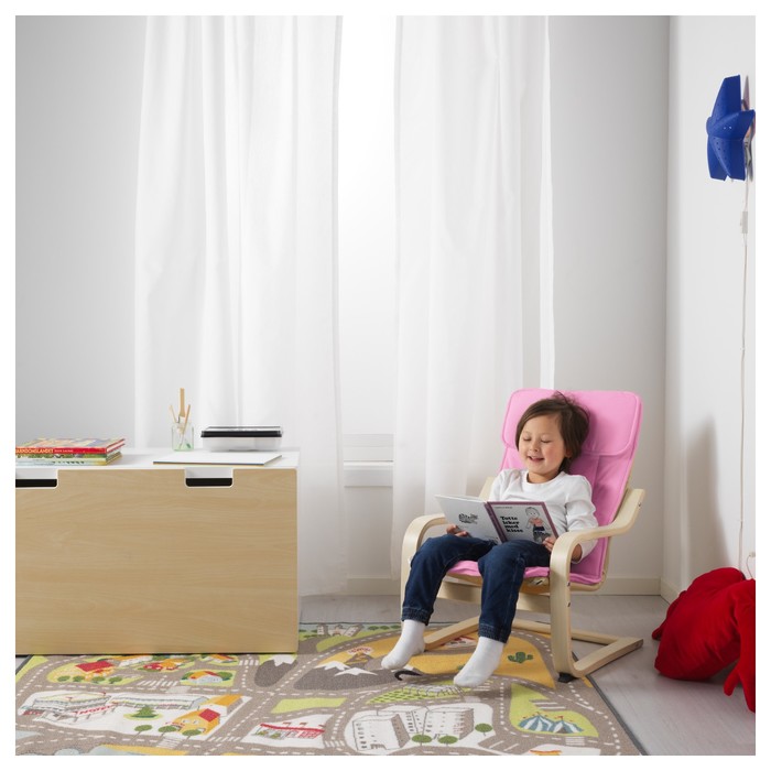 Кресло детское ПОЭНГ, березовый шпон, алмос розовый