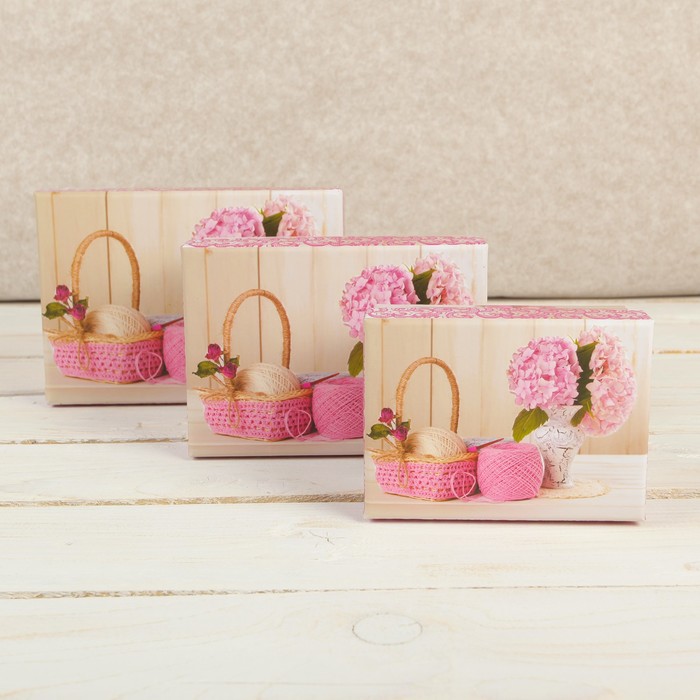 Набор коробок 3в1 "Букет гортензии", 15,5 х 11 х 8 - 11 х 8 х 5,5 см