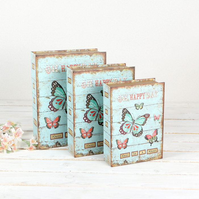 Набор коробок 3в1 "Бабочки", 29,5 х 22 х 8 - 23 х 16,2 х 6 см
