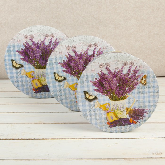 Набор коробок 3в1 "Букет лаванды", 25 х 25 х 11,5 - 18,5 х 18,5 х 9,5 см