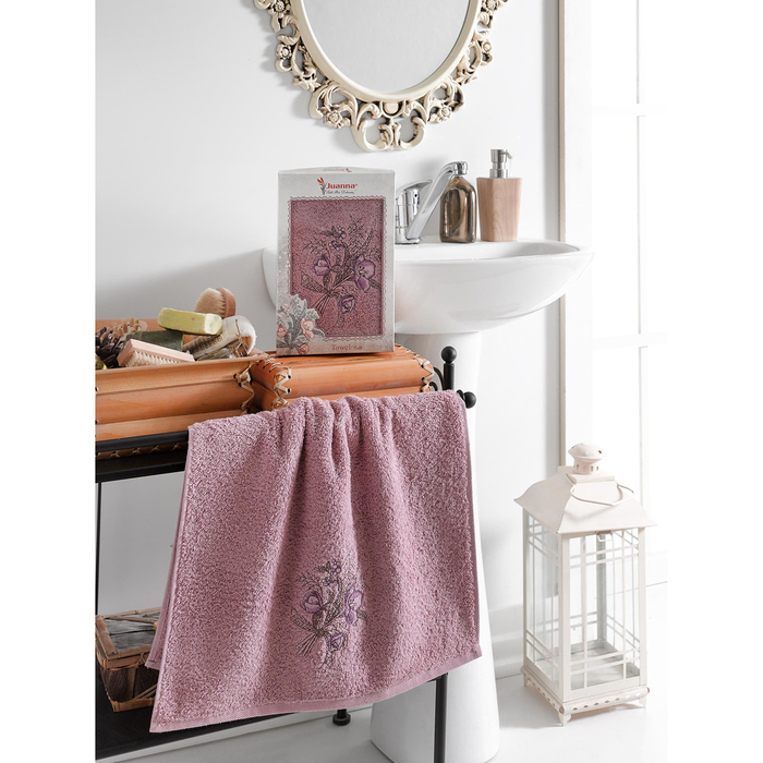 КМП в коробке JUANNA 50х90 см, BATIK, цв.баклажан,  380 г/м2,хлопок 100%