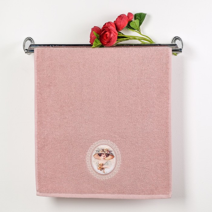 КМП в коробке JUANNA 50х90 см, LADY, цв.брусничный,  380 г/м2,хлопок 100%