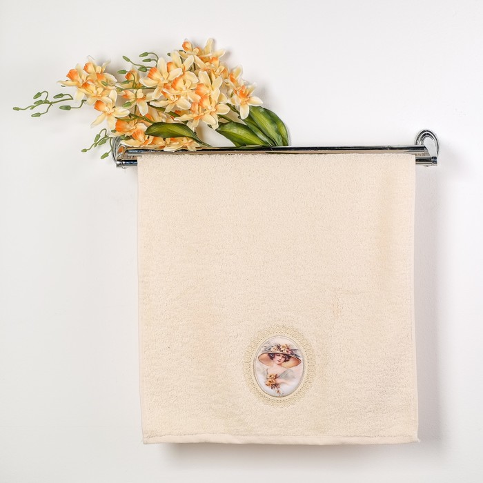 КМП в коробке JUANNA 50х90 см, LADY, цв.кремовый,  380 г/м2,хлопок 100%