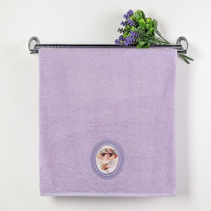 КМП в коробке JUANNA 50х90 см, LADY, цв.лиловый,  380 г/м2,хлопок 100%