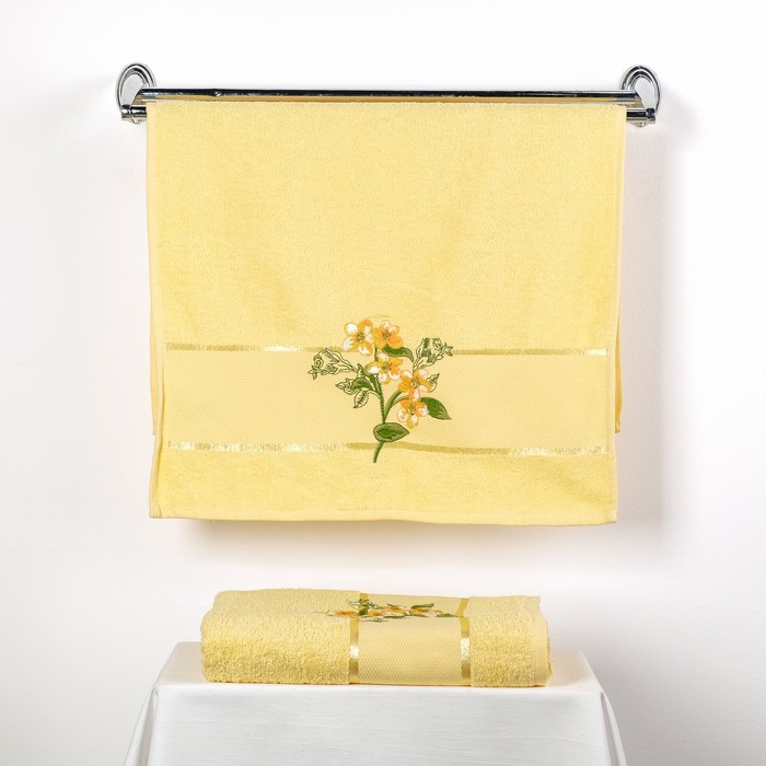 КМП в коробке MERZUKA 50х80, 70х130 см, SAKURA GARDEN, цв.св желтый, 380 г/м2,хлопок 100%