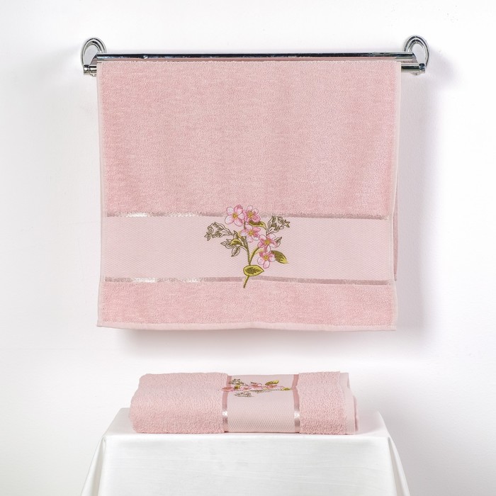 КМП в коробке MERZUKA 50х80, 70х130 см, SAKURA GARDEN, цв.розовый, 380 г/м2,хлопок 100%