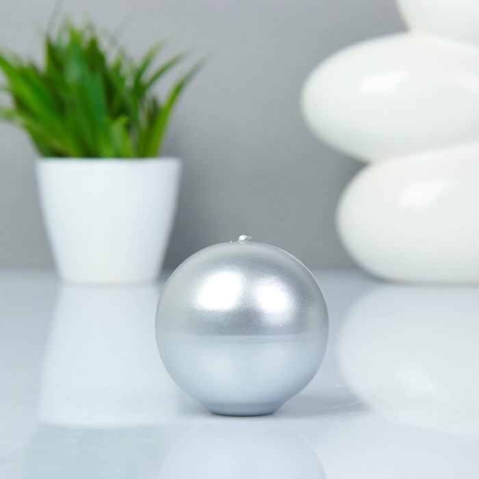 Свеча шар, плёнка, серебряная, D=6см